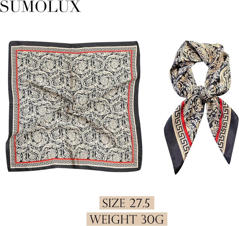 Sumolux Head Hair Scarf for Women Like Satin Silk Scarf Bandana Hair Wrapping Night Large Square Scarves 27.5" - Image 2